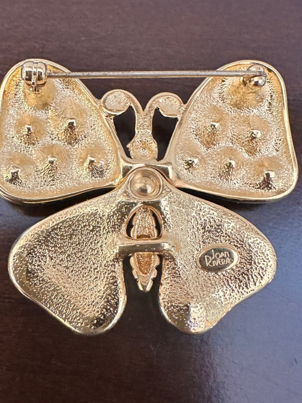 Joan Rivers Multicolored Rhinestone Gold Color Butterfly Brooch - Picture 5 of 10